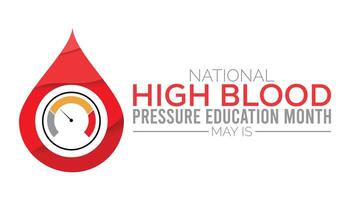 nationell hög blod tryck utbildning månad observerats varje år i Maj. mall för bakgrund, baner, kort, affisch med text inskrift. vektor