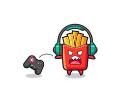 pommes frites gamer maskot är arg vektor