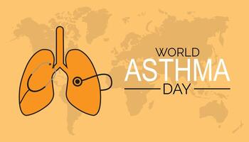 Welt Asthma Tag beobachtete jeder Jahr im dürfen. Vorlage zum Hintergrund, Banner, Karte, Poster mit Text Inschrift. vektor