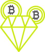 Bitcoin Diamant Linie zwei Farbe Symbol vektor