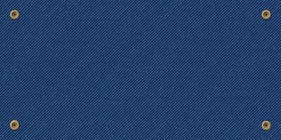 denim blå jean textil- med mässing stift illustration. regelbunden blå jean mönster bakgrund. vektor