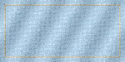Denim Jean Textil- Licht waschen Farben Hintergrund mit Gold Nähte Rahmen Illustration. vektor
