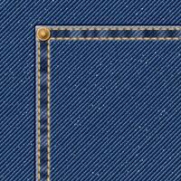 Denim Blau Jean Textil- Muster Hintergrund mit Gold Nähte und Messing- Stift Illustration. vektor