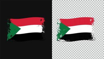 sudan land transparent vågig flagga grunge borste png vektor