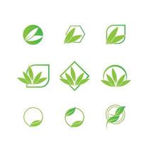 Logos der grünen Blattökologie-Naturelementvektorikone vektor
