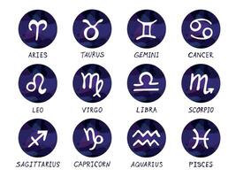 Hand gezeichnet Tierkreis Zeichen im runden Frames esoterisch Gekritzel einstellen Astrologie Clip Art Elemente zum Design vektor