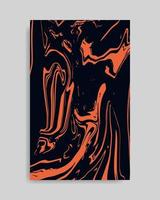 abstrakter schwarzer orange flüssiger Marmorhintergrund vektor