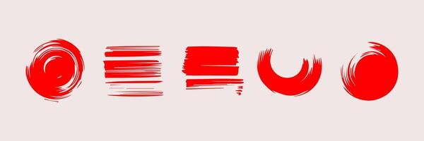 rot runden Farbe Bürste Schlaganfall, Tinte Spritzer und künstlerisch Design Elemente. schmutzig Aquarell Textur, Kasten, rahmen, Grunge Hintergrund, Spritzen oder kreativ gestalten zum Sozial Medien. abstrakt Zeichnung. vektor