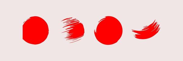 röd runda måla borsta stroke, bläck stänka ner och konstnärlig design element. smutsig vattenfärg textur, låda, ram, grunge bakgrund, stänk eller kreativ form för social media. abstrakt teckning. vektor