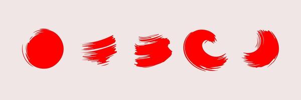 röd runda måla borsta stroke, bläck stänka ner och konstnärlig design element. smutsig vattenfärg textur, låda, ram, grunge bakgrund, stänk eller kreativ form för social media. abstrakt teckning. vektor