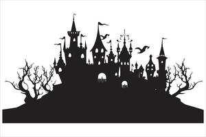 Halloween Hexe Haus schwarz Silhouette vektor