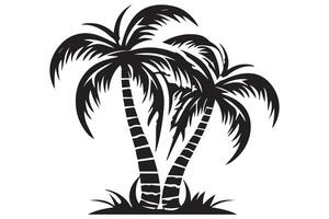 diese einstellen von detailliert Palme und Kokosnuss Baum Silhouette Abbildungen vektor