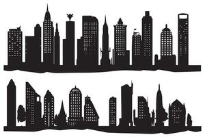 stad byggnader silhuett illustration fri design isolerat på vit bakgrund vektor