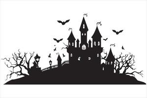 Halloween Hexe Haus schwarz Silhouette vektor