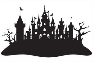 Halloween Hexe Haus schwarz Silhouette vektor