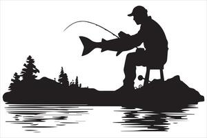fiskare fiske silhuett illustration vektor