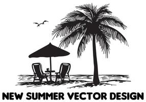 sommar strand silhuetter fri design vektor