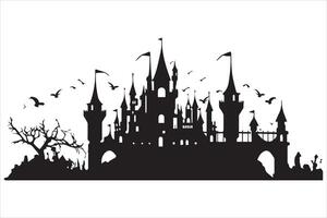 Halloween Hexe Haus Silhouette vektor