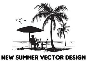 sommar strand silhuetter fri design vektor