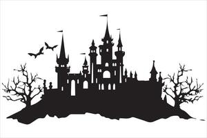 Halloween Hexe Haus schwarz Silhouette vektor