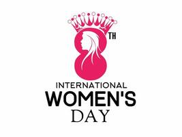 Feier von International Damen Tag März 8, Illustration Design von weiblich Gesicht im Zahl acht, isoliert auf Weiß Hintergrund vektor