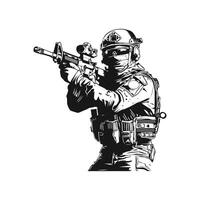 militär svart vit illustration design vektor