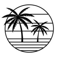 T-Shirt Logo Strand von Palme Bäume Illustration vektor