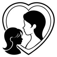 schön Mutter Silhouette mit Baby. Liner Logo Illustration auf Weiß Hintergrund. Mutter Tag Karte vektor