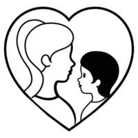 schön Mutter Silhouette mit Baby. Liner Logo Illustration auf Weiß Hintergrund. Mutter Tag Karte vektor