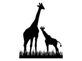 Silhouette Giraffe Tier Mutter Tag eben Design vektor