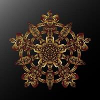 3d Mandala Kaleidoskop ethnisch Motive Gradient metallisch stilisiert Schneeflocke Element vektor
