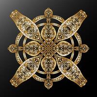 3d Mandala Kaleidoskop ethnisch Motive Gradient metallisch stilisiert Schneeflocke Element vektor