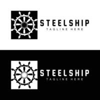 enkel marin fordon fartyg styrning logotyp design illustration fartyg styrning hjul för produkt branding mall ikon vektor