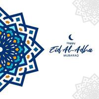 glücklich eid al adha Mubarak Banner Design mit Blau Arabeske Muster vektor