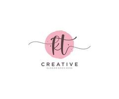 initiales kt feminines logo schönheitsmonogramm und elegantes logodesign, handschriftlogo der ersten unterschrift, hochzeit, mode, blumen und botanik mit kreativer vorlage. vektor