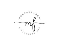 första mf feminin logotyp skönhet monogram och elegant logotyp design, handstil logotyp av första signatur, bröllop, mode, blommig och botanisk med kreativ mall. vektor