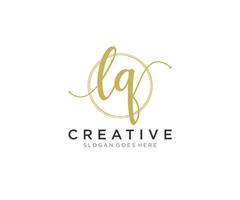 första lq feminin logotyp skönhet monogram och elegant logotyp design, handstil logotyp av första signatur, bröllop, mode, blommig och botanisk med kreativ mall. vektor