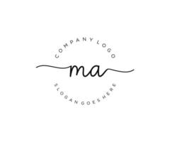 första ma feminin logotyp skönhet monogram och elegant logotyp design, handstil logotyp av första signatur, bröllop, mode, blommig och botanisk med kreativ mall. vektor