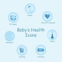 Baby Gesundheit Symbole. Indikatoren von Babys Gesundheit. Grafik. vektor