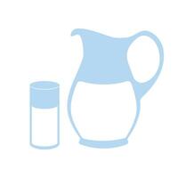 mjölk, kanna och glas. isolerat platt illustration för din design vektor