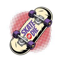 Skateboard mit Schriften unterhalb Illustration zum Skaten Industrie vektor