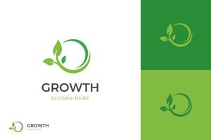 växande blad logotyp ikon design, cirkel jord med växt grafisk element, symbol, tecken för grön jord dag, natur klot och grönare jord logotyp mall vektor