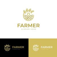 lantbruk eller bruka logotyp ikon design med färsk växter grafisk element symbol för agronomi, lantlig Land jordbruk fält logotyp mall vektor