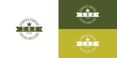 abstrakt Jahrgang cbd Cannabis Briefmarke Logo im Grün Farbe isoliert auf mehrere Blau Hintergrund Farben. das Logo ist geeignet zum Cannabis Unternehmen Symbol Logo Design Inspiration Vorlagen. vektor