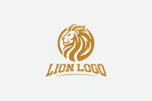 lejon huvud minimal logotyp guld lutning med premie lyx se den där visar kraft och styrka vektor