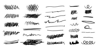 krita borsta stroke Understrykning pilar uppsättning. grunge kreativ text dekoration. illustration för baner, webb webbplats, affisch vektor