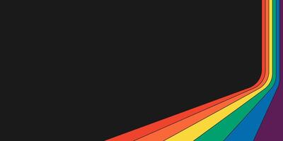 retro Regenbogen Farbe gestreift Pfad horizontal Banner. geometrisch Regenbögen Perspektive fließen Abdeckung. Jahrgang abstrakt spektral irisierend Streifen. modisch modern minimal Disko Stil y2k bunt Pop Kunst. eps vektor