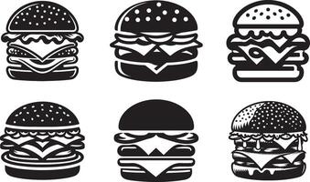 Burger Symbol Illustration Satz. vektor