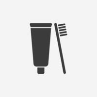 tandborste, tandkräm ikon. tand, borsta symbol tecken tecken vektor