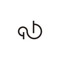 brev q och b kurva geometrisk symbol enkel logotyp vektor